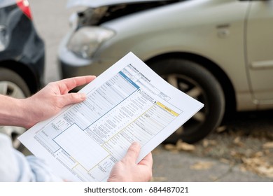 Accident statement paper used after a car accident - Shutterstock ID 684487021