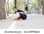 Accident. stumble and fall while running in park
