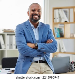 Accountant portrait and corporate black man in office with confidence, pride and smile in workspace. Mature employee in professional accounting company with arms crossed and optimistic mindset. - Powered by Shutterstock