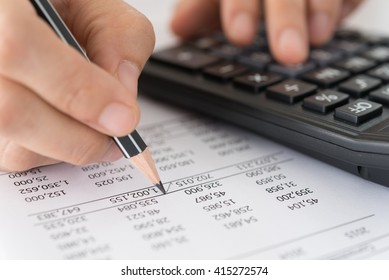 Accountant verify the accuracy of financial statements. Bookkeeping, Accountancy Concept.