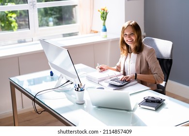 Accounting Bookkeeper Clerk Woman. Bank Advisor And Auditor - Shutterstock ID 2114857409