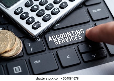 Accounting Services, Finger On Keyboard, Finance Concept