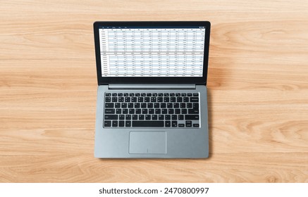 Accounting software on computer screen showing financial statement spreadsheets and account balance of corporate business offer accountant a fine calculation accounting snugly