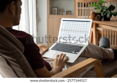 Accounting software on computer screen showing financial statement spreadsheets and account balance of corporate business offer accountant a fine calculation accounting snugly