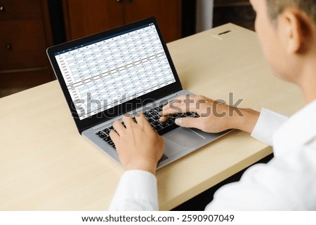 Accounting software on computer screen showing financial statement spreadsheets and account balance of corporate business offer accountant a fine calculation accounting snugly