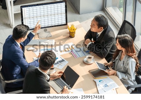 Accounting software on computer screen showing financial statement spreadsheets and account balance of corporate business offer accountant a fine calculation accounting snugly