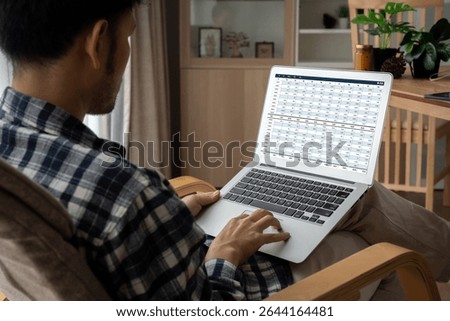 Accounting software on computer screen showing financial statement spreadsheets and account balance of corporate business offer accountant a fine calculation accounting snugly