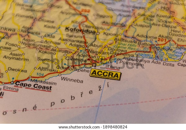 Accra Ghana On Road Map Stock Photo Edit Now 1898480824