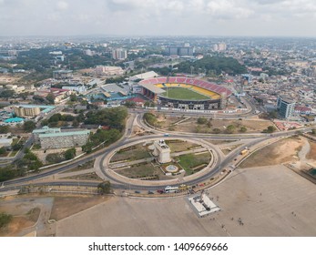 Accra-Ghana, 06/03/2019 : Aerial Shot Of The Accra Sports Stadium And The Independence Square