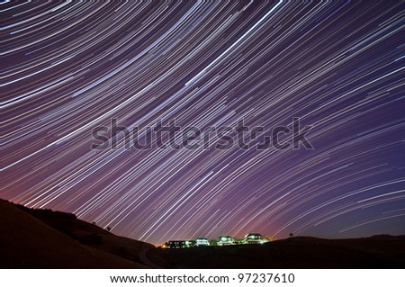 The accumulated star trails above the IBM Almaden Research Center in San Jose, California.