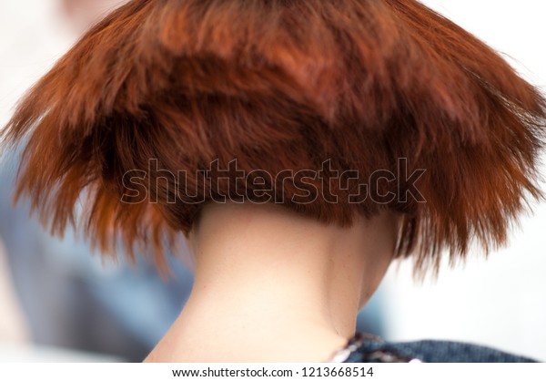 Accurate Geometric Shape Short Haircut On Stock Photo Edit