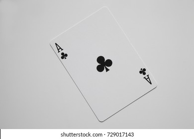 Ace Of Clubs Poker Card On White Background