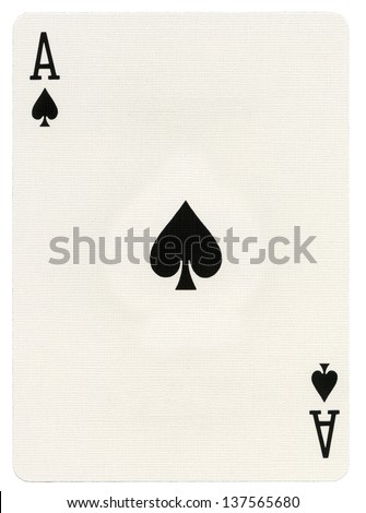 Ace of spades playing card, isolated on white background. 