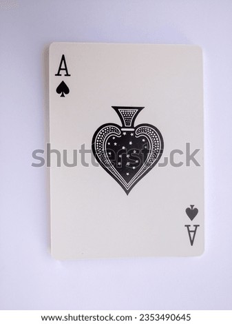 Ace of spades playing card isolated on white background