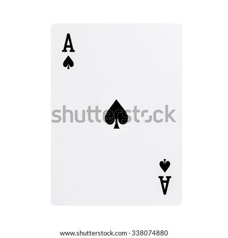 Ace of spades playing card, isolated on white background.