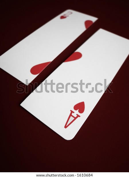 Ace and Two of Hearts\
cards split apart