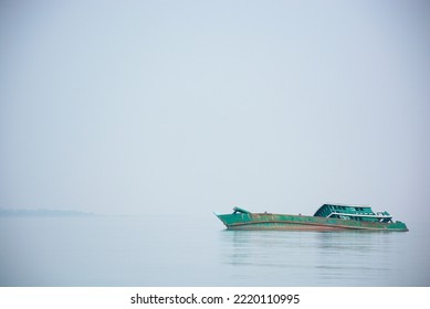ACEH, INDONESIA, 
October 16 2015 : Green Boat, This Photo Is The Ship Carrying The Rohingya Refugees That Drifted In The Waters Of Aceh Julok

