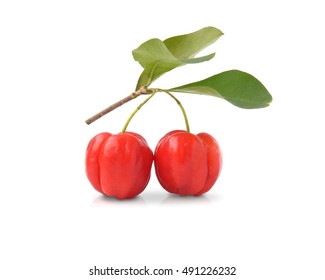 Acerola Cherry On White Background