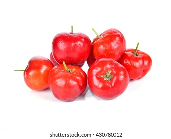 Acerola Fruit Isolated On White.