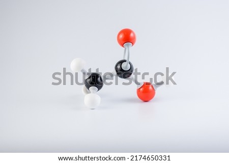 Acetic acid molecular structure isolated on white background. Chemical formula is CH3COOH, Chemistry molecule model for education on white background