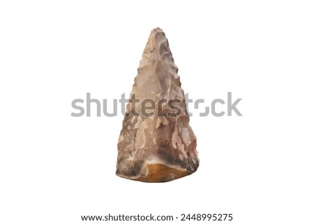 Acheulean hand axe isolated on white background. Stone tool.