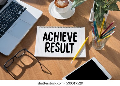  ACHIEVE RESULT compass , businessman  Results and Expectations , arrows in business diagram   - Shutterstock ID 530019529