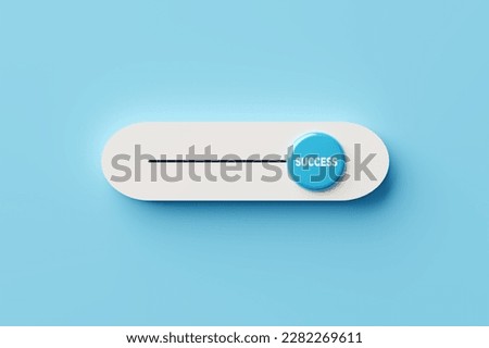 Achieving success in business career or education concept. On and off toggle switch slider button with the word success. 3D render.