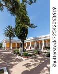 Achilleion palace built for Empress Elisabeth Sisi of Austria portrait format vacation on Corfu island in Greece