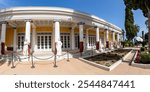 Achilleion palace built for Empress Elisabeth Sisi of Austria panorama vacation on Corfu island in Greece