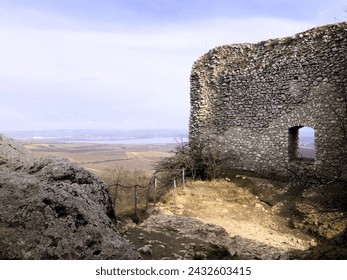 Acient ruins of Sirotčí hrádek on Pálava hill
