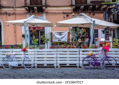 Acireale, Italy - May 4, 2019: Love Bakery And Cafe Bar On The Old Town Of Acireale City On Sicily Island