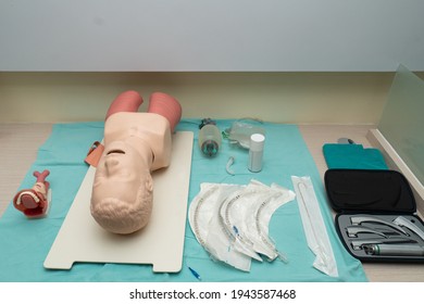 ACLS (Advanced Cardiac Life Support) Classroom Shows Equipment Used To Train Healthcare Workers To Rescue People In Cardiac Or Respiratory Arrest