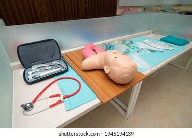 ACLS (Advanced Cardiac Life Support) Classroom Shows Equipment Used To Train Healthcare Workers To Rescue People In Cardiac Or Respiratory Arrest 