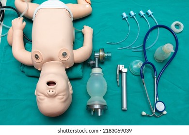 ACLS (Advanced Cardiac Life Support) Classroom Shows Equipment Used To Train Healthcare Workers To Rescue People In Cardiac Or Respiratory Arrest