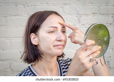 Acne. Acne woman. Acne skin. Woman skin care concept.