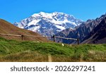 Aconcagua Peak at provincial Park of Mendoza Argentina Cordillera de los Andes