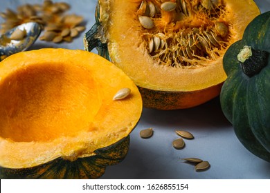 Acorn Squash Cut In Half And Cleaned From Seeds.