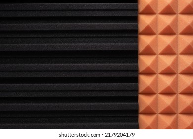 Acoustic Foam Wall Background Texture. Sound Isolation Material For Soundproof In Studio Or House Renovation