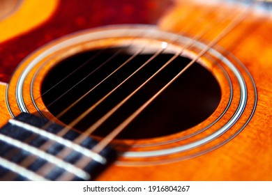 Acoustic Guitar Hole With Strings 