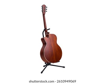 Acoustic Guitar Leaning on a Black Stand with an Isolated White Background. - Powered by Shutterstock - Get 15% off with code: PIKWIZARD15