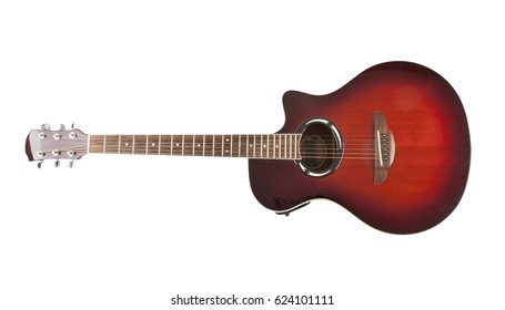 Acoustic Guitar On White Background