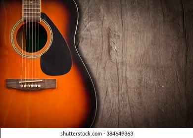 Acoustic Guitar Resting Against Blank Grunge Stock Photo 274453970 ...