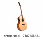 Acoustic guitar with a smooth, natural finish and built-in electronics, ideal for both beginner and advanced musicians seeking versatile performance options.