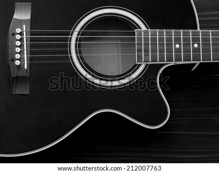 Acoustic Guitar with strings in Black & White