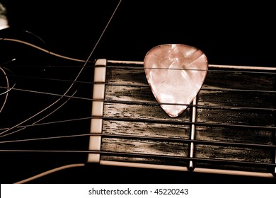 Acoustic Guitar Strings Close Up