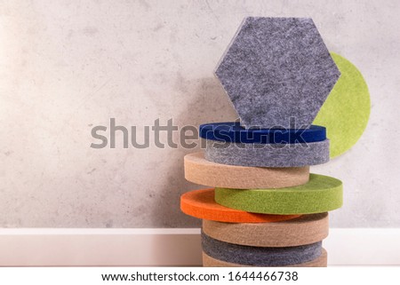Acoustic panels made of polyester in different colors