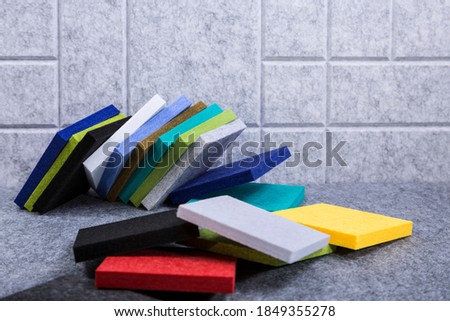Acoustic panels made of polyester in different colors