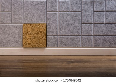 Acoustic Panels With Tile Inserts On The Wall