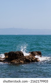 Acre, Israel - May 23 2022 - Rocky Beach Near The Harbor