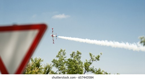 Acrobatic plane flying low